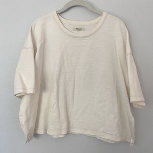 Women's Madewell Cream Cotton Cropped Tee M